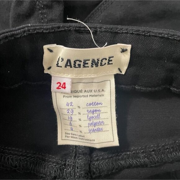 L'AGENCE Size 24  Nicolette High-Rise Safety Pin Jeans Black Skinny - Picture 11 of 12